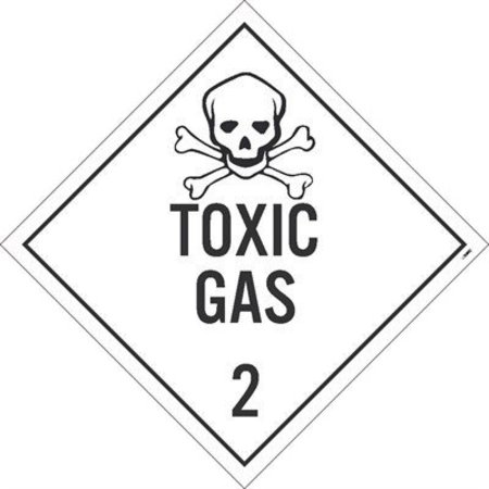 NMC Toxic Gas 2 Dot Placard Sign, Pk100, Material: Adhesive Backed Vinyl DL133P100